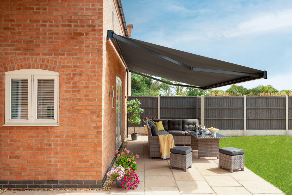 Country Shutters grey value motorised awning